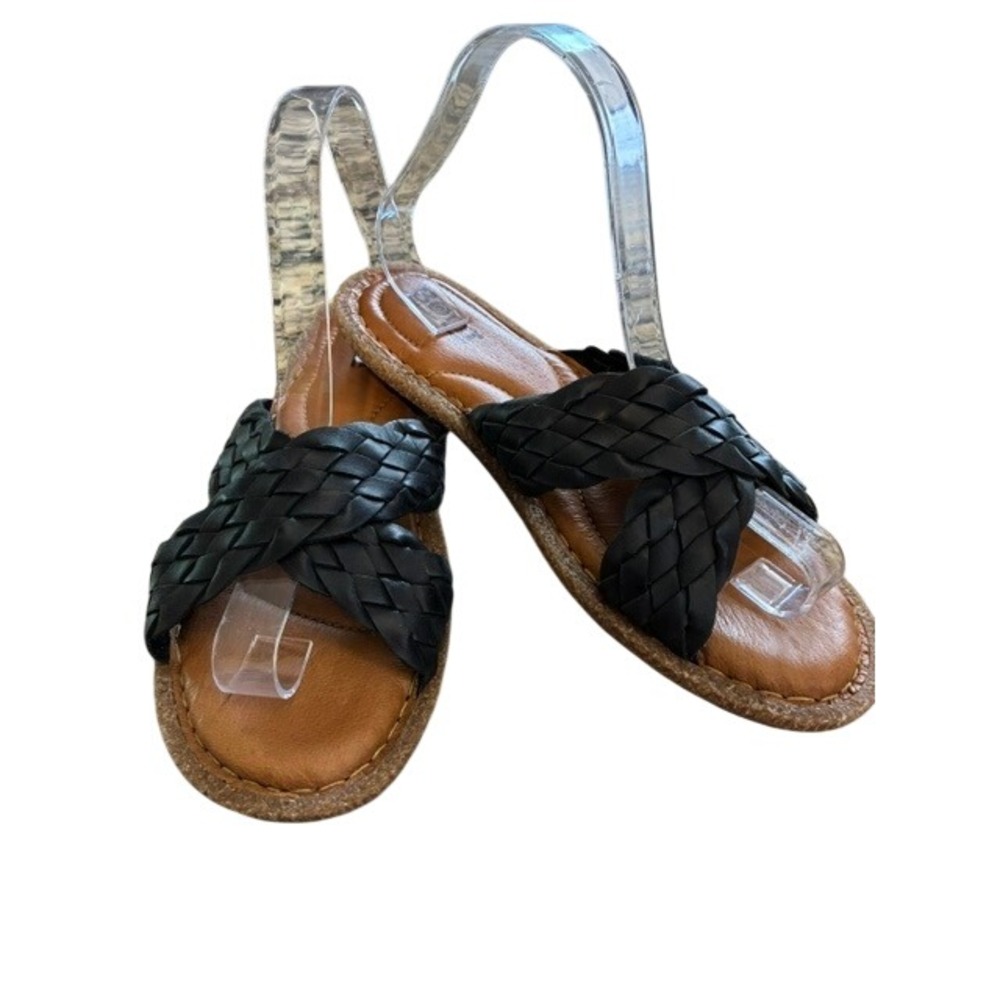 Born Braided Leather‎ Slide Sandals Womens 8 Black BR0048603 Handcrafted Comfort